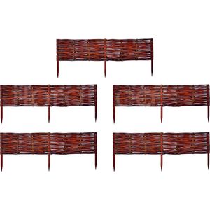 Floranica Set van 5 Bedrand van wilgenhout 30 cm x 100 cm Wilgenhek insteekhekwerk Tuinafscheiding van wilg Wilgenvlechtwerk Tuinhek Gazonrand Palissade van wilgentenen