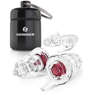 Senner - WomenPro - Gehoorbeschermende Oordopjes - Rood/Transparant - Herbruikbaar met Aluminium Bakje