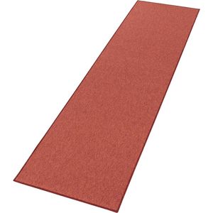 BT Carpet Casual tapijt, woonkamertapijt, plat weefsel, laagpolig, casual, effen, gemêleerd voor eetkamer, woonkamer, kinderkamer, slaapkamer, terracotta, 80 x 200 cm