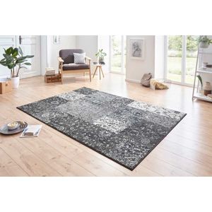 Hanse Home Karpet Kirie - patchwork tapijt, laagpolig, modern vintage design, tapijten voor eetkamer, woonkamer, kinderkamer, hal, slaapkamer, keuken, grijs-crème, 160 x 230 cm