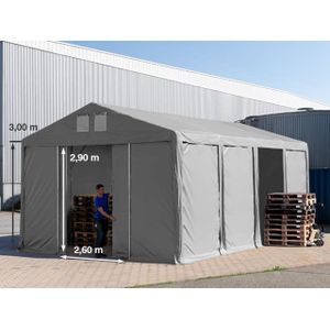 Opslagtent 6x8m PVC 850 grijs waterdicht met Grondframe