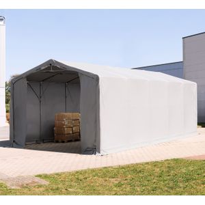 Tenthal 5x10m PVC 850 grijs waterdicht met Grondframe