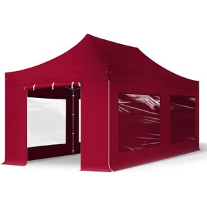 Easy up Partytent 3x6m Hoogwaardig polyester 750 rood waterdicht Feesttent Vouwtent