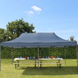 3x6 m Easy Up partytent Vouwpaviljoen, PREMIUM staal 40mm, donkergrijs