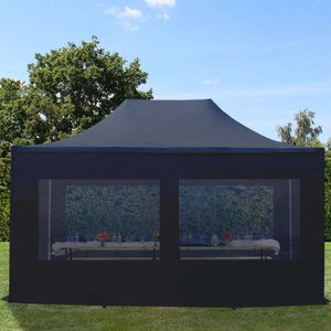 COSTWAY Paviljoen 3 x 6 m, tuinpaviljoen met 4 afneembare zijwanden en ramen, partytent, feesttent, tuintent, uv-bescherming, voor tuin, feest, bruiloft