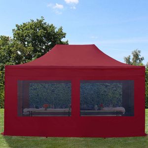 Easy up Partytent 3x4,5m Hoogwaardig polyester 750 rood waterdicht Feesttent Vouwtent