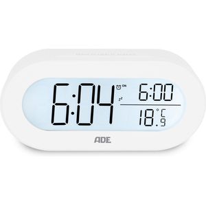 ADE - Digitale Wekker - Wit - Draadloos - Groot LCD-Display