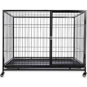 Hondenbench Premium met Deur en Schuifdeur Zwart