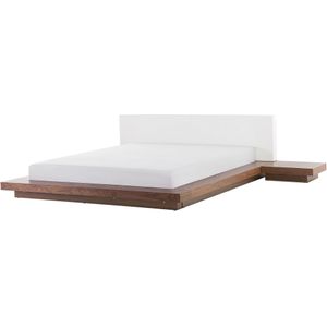 Waterbed bruin 180 x 200 cm met nachtkastjes hout gefineerd MDF board elegant Japanse stijl