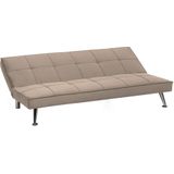 Slaapbank beige polyester 3-zits verstelbare rugleuning metalen poten modern