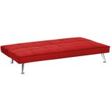 Slaapbank rood polyester 3-zits verstelbare rugleuning metalen poten modern