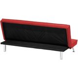 Slaapbank rood polyester 3-zits verstelbare rugleuning metalen poten modern