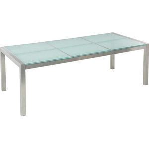 Beliani GROSSETO  - Tuintafel - Zilver - 100 x 220 cm - Veiligheidsglas