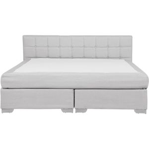 Beliani - Boxspringbett Polsterbezug Grau 180 x 200 cm Leinenoptik Luxuriöse Ausstrahlung Quadratische Steppnähte Modern Klassisch