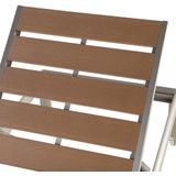 Ligstoel bruin aluminium kunsthout verstelbare rugleuning