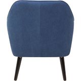 Fauteuil marineblauw clubzetel retrostijl houten poten