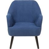 Fauteuil marineblauw clubzetel retrostijl houten poten