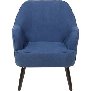 Fauteuil marineblauw clubzetel retrostijl houten poten