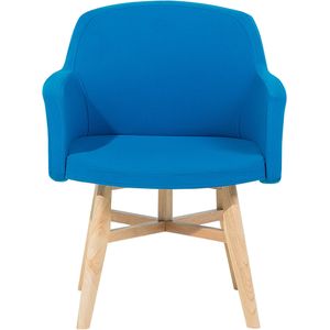 Fauteuil blauw clubfauteuil retrostijl houten poten