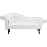 Beliani LATTES - Klassieke witte chaise longue van kunstleer