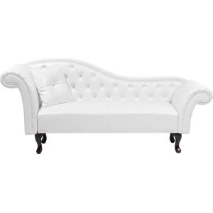 Beliani LATTES - Klassieke witte chaise longue van kunstleer