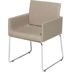 Eetkamerstoel set van 2 stoelen beige gestoffeerd chrome metalen poten modern