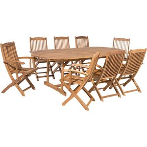 Tuinset tafel set van 8 stoelen acaciahout opklapbaar