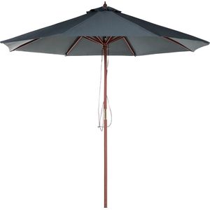 Parasol donkergrijs polyester/berkenhout ⌀ 270 cm terras balkon tuin