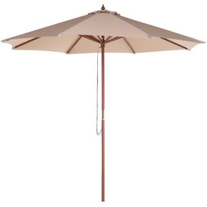 Parasol mokka polyester/berkenhout ⌀ 270 cm terras balkon tuin