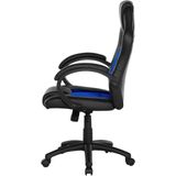 Bureaustoel zwart/blauw kunstleer zitvlak in hoogte verstelbaar 360° draaibaar