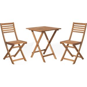 Balkonset tuintafel set van 2 stoelen lichtbruin acaciahout opklapbaar