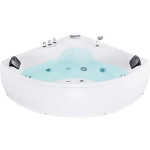 Whirlpoolbad wit 205 x 150 cm sanitair acryl multifunctioneel hoekig badkameraccessoires elegante uitstraling modern design