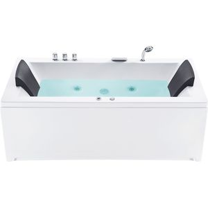Whirlpool linkszijdig wit acryl bad 183 x 90 cm massage jets hoofdsteun LED- verlichting badkamer