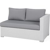 Loungeset salontafel fauteuil ottomaan wit/grijs wicker aluminium 8-zits glazen tafelblad kussens