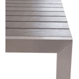 Tuinset tafel en 2 banken grijs aluminium 3-delig rechthoekig