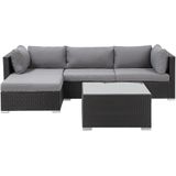 Beliani SANO II - Loungeset voor 4 - Zwart - PE rotan