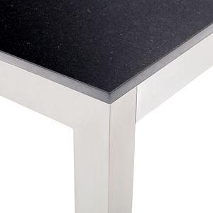Tuintafel RVS zwart gepolijst graniet tafelblad 180 x 90 cm