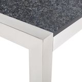 Tuintafel RVS zwart gebrand graniet driedelig tafelblad 220 x 100 cm