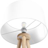 Staande lamp wit hout 140 cm ronde stoffen lampenkap drie poten modern ontwerp