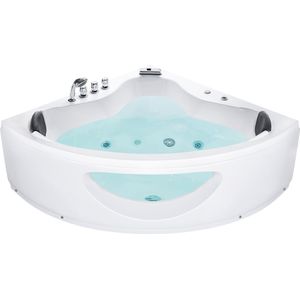 Hoekbad bubbelbad acryl wit jets LED waterval 140 cm Tocoa