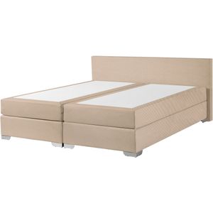 Tweepersoons boxspring bed 180 x 200 cm beige stof met pocketvering matras