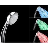 Douchekop zilver synthetisch materiaal glanzend LED-verlichting op temperatuurbasis met handdouche modern