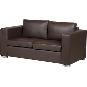 Moderne Retro Leren Bank woonkamer Werkkamer Bruin Chrome Poten Helsinki