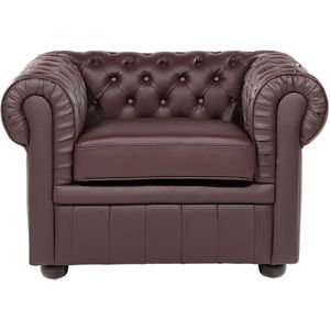 Chesterfield fauteuil bruin echt leer eigentijds