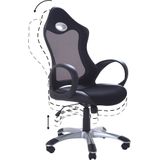 Bureaustoel zwart/wit kunstleer en gaas zitvlak in hoogte verstelbaar 360° draaibaar modern