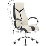 Bureaustoel beige/zwart kunstleer zitvlak in hoogte verstelbaar 360° draaibaar kantelbaar