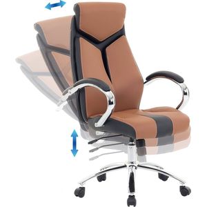 Bureaustoel bruin/zwart kunstleer zitvlak in hoogte verstelbaar 360° draaibaar kantelbaar