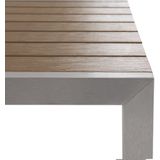Tuinset tafel en 2 banken bruin aluminium 3-delig rechthoekig