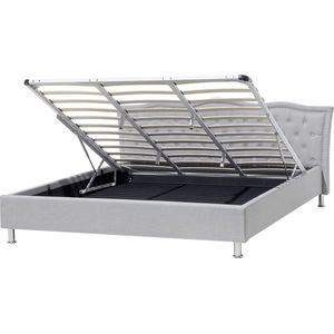 METZ - Bed met opbergruimte - Grijs - 180 x 200 cm - Polyester