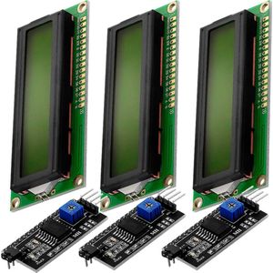 AZDelivery 3 x HD44780 1602 LCD Module Display Bundel met I2C interface 2x16 Karakters compatibel met Arduino Inclusief E-Book! (met Groene Achtergrond)